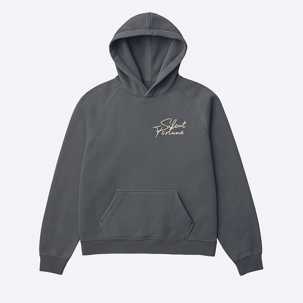 Classic Script Logo Hoodie SF Back – Silent Fortune Apparel
