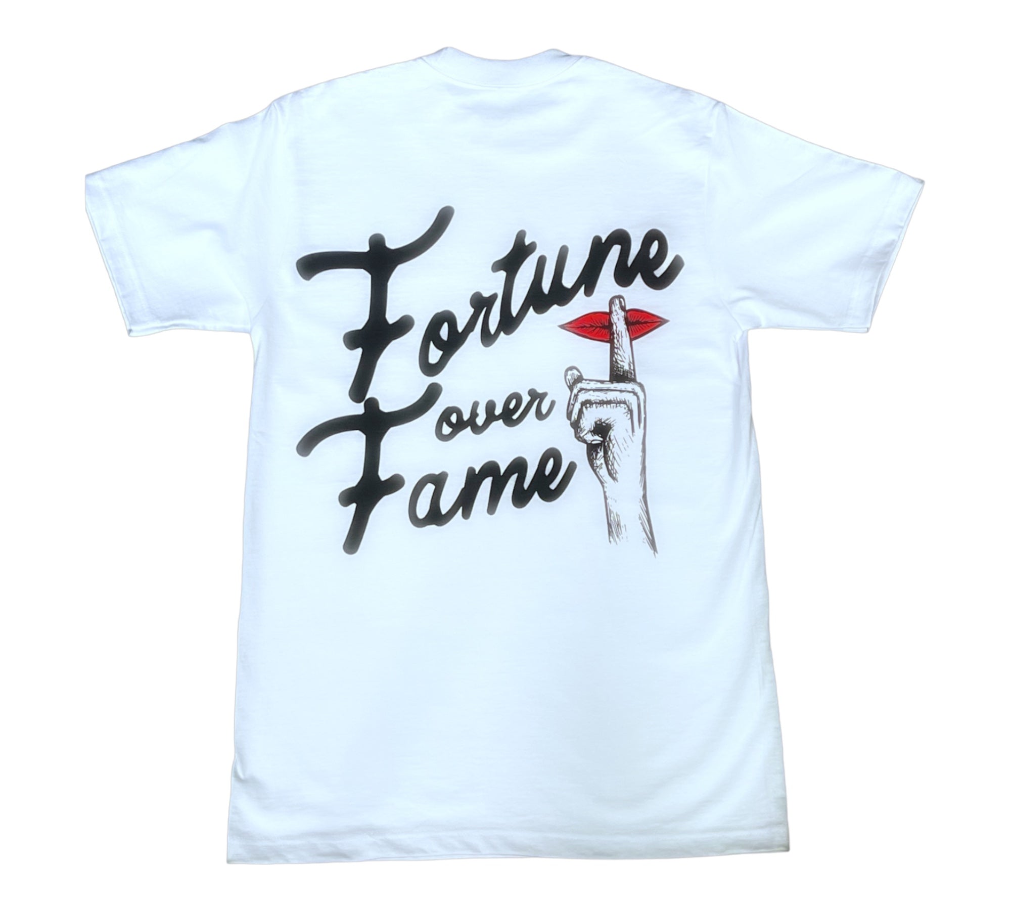 Fortune Over Fame Script Logo Tee – Silent Fortune Apparel